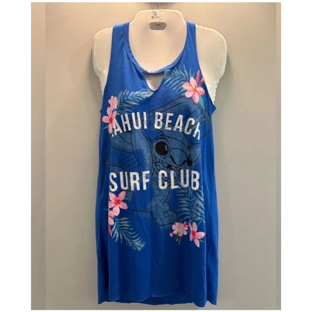 Disney Stitch Ladies juniors Swim Cover Up Long Tank Size Med (7/9)